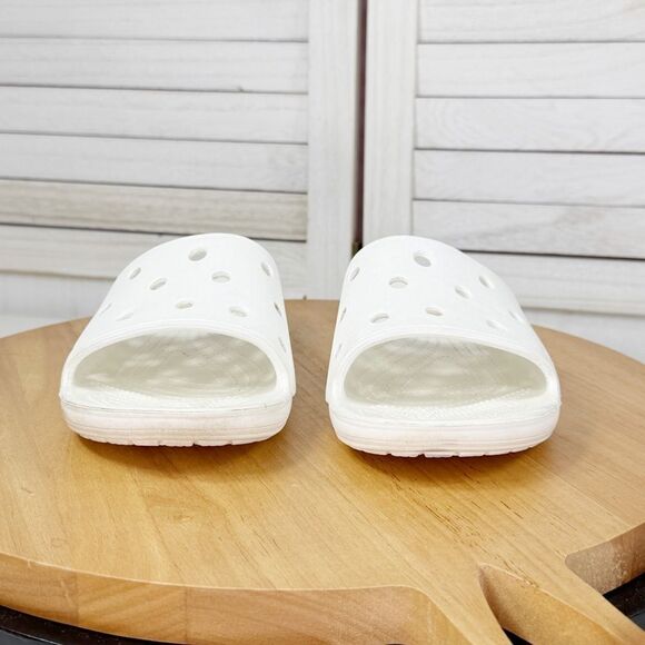 Crocs Classic Perforated Slide Sandals White 5 Mens 7‎ Womens - Picture 3 of 9
